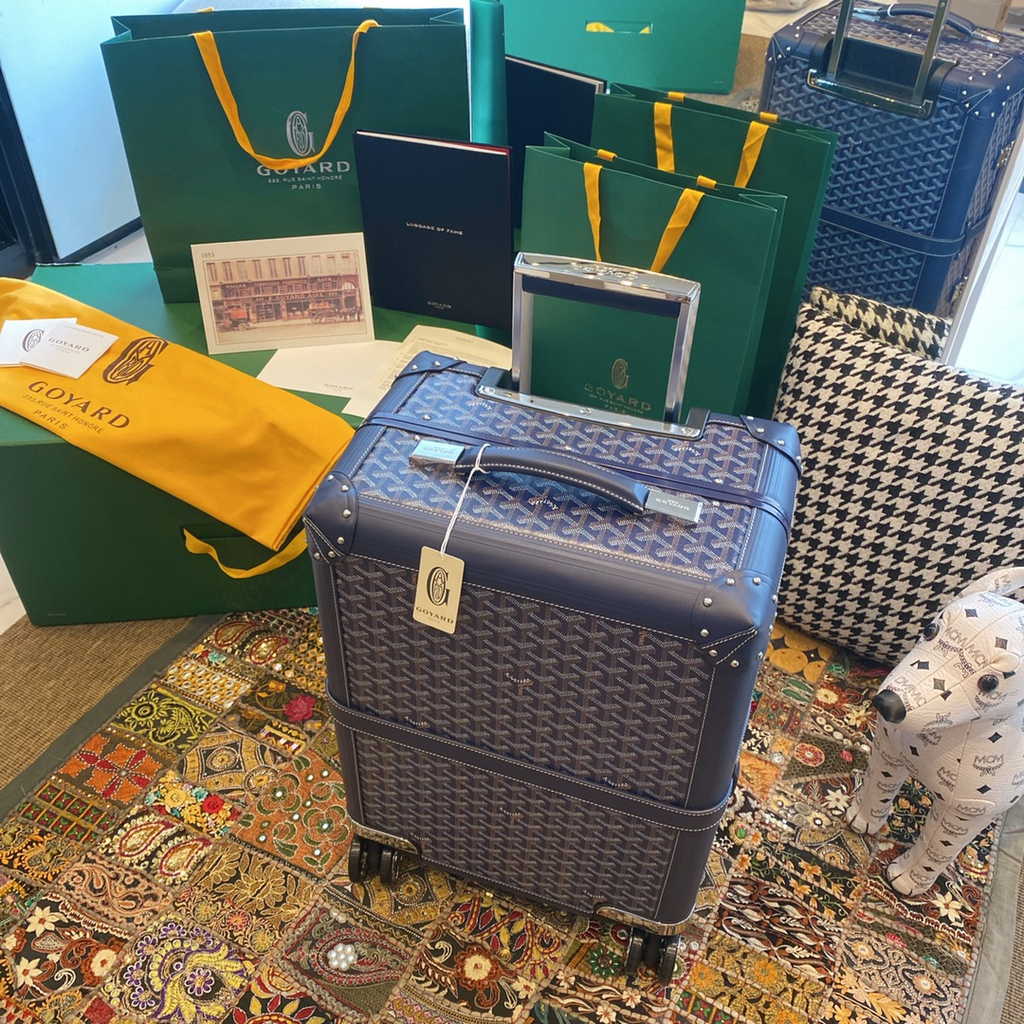 Goyard Travel Luggage 20 inch Navy Blue Leather