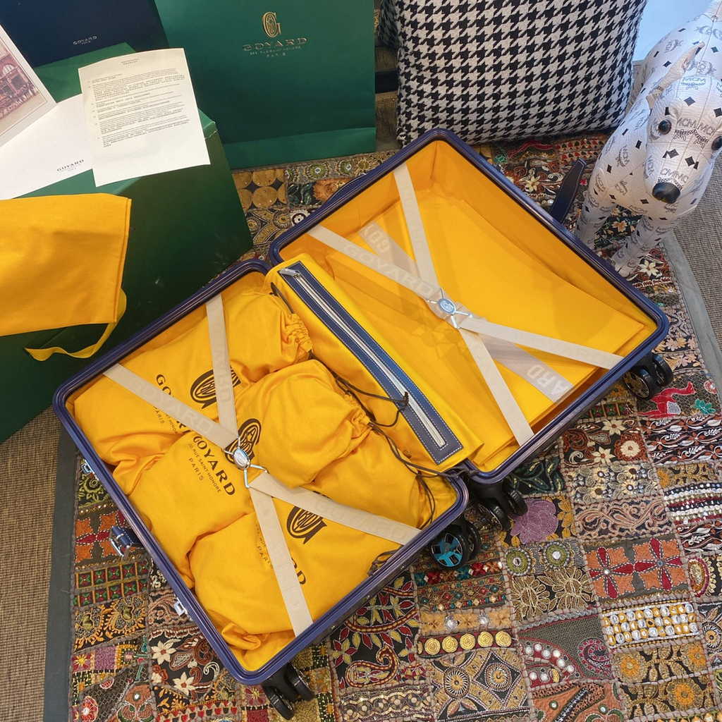 Goyard Travel Luggage 20 inch Navy Blue Leather