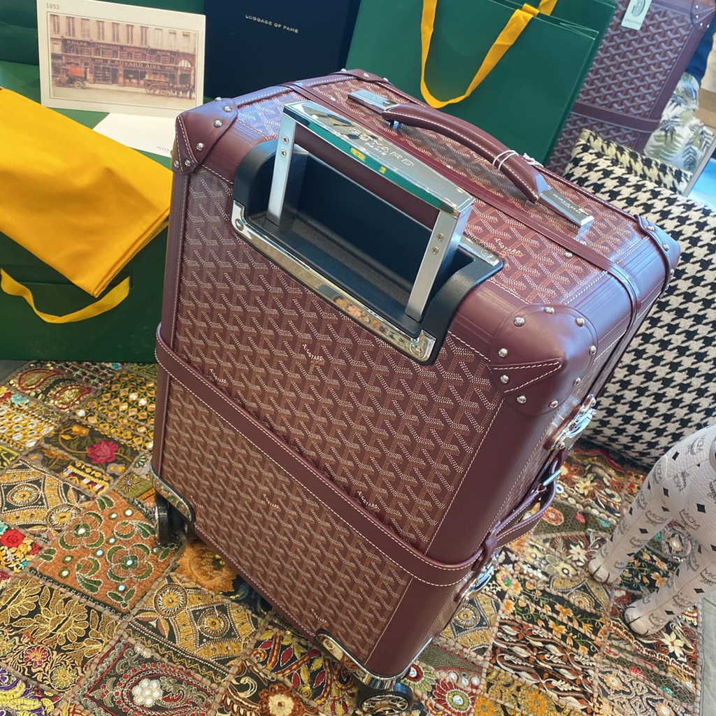 Goyard Travel Luggage 20 inch Wine Red Leather