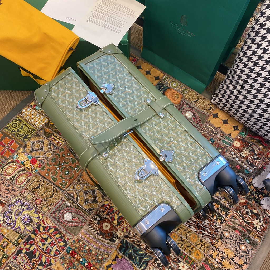 Goyard Travel Luggage 20 inchd Dark Green Leather