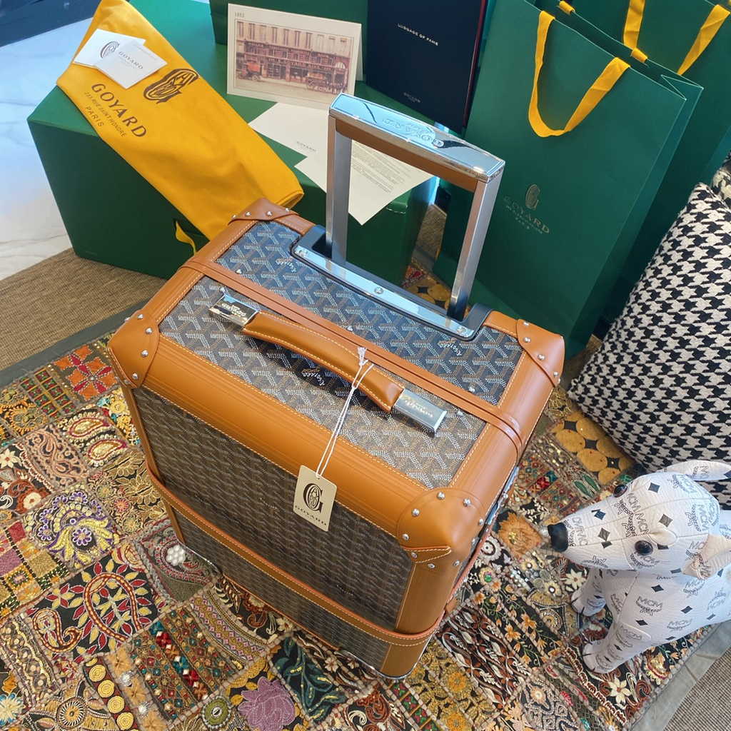 Goyard Travel Luggage 20 inchd Tan Leather