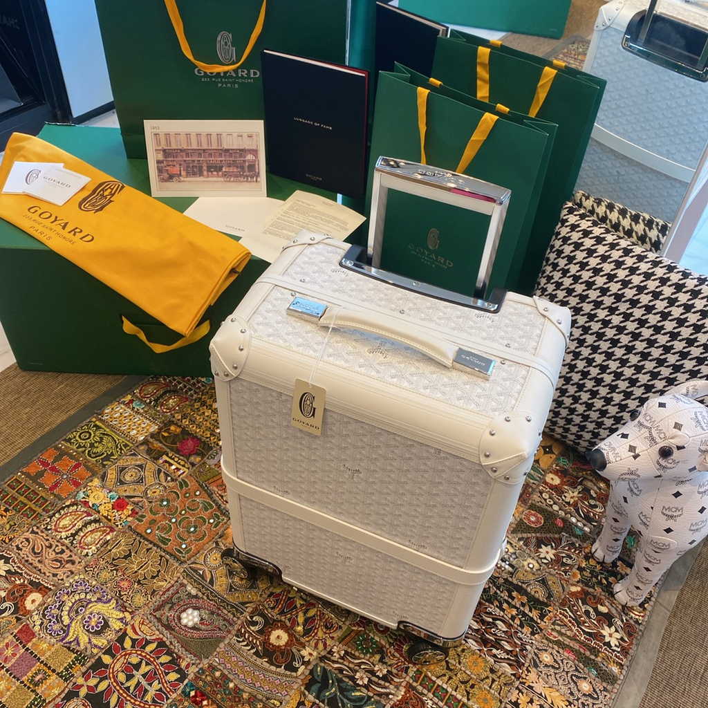 Goyard Travel Luggage 20 inchd White Leather