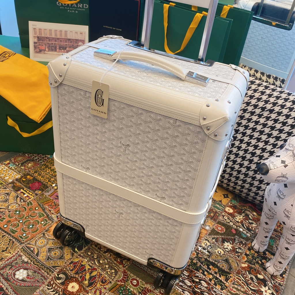 Goyard Travel Luggage 20 inchd White Leather
