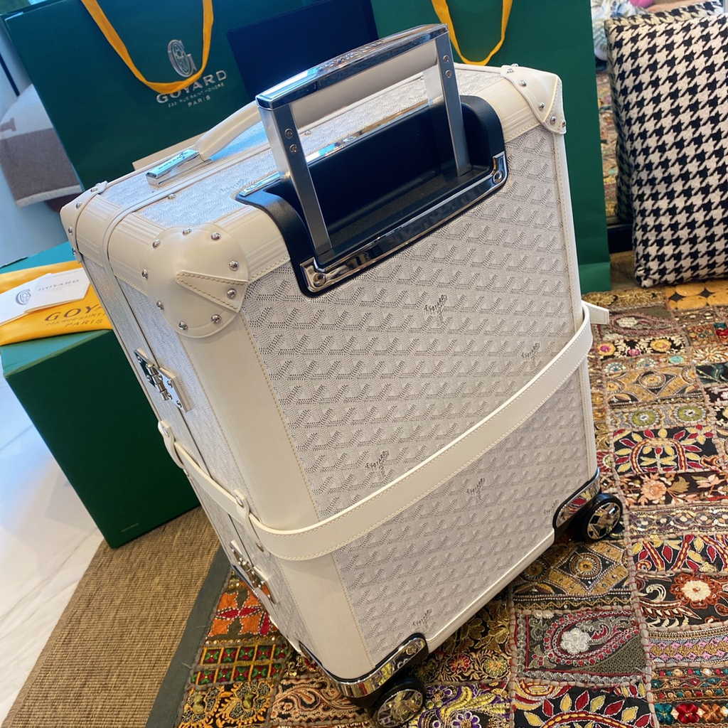 Goyard Travel Luggage 20 inchd White Leather