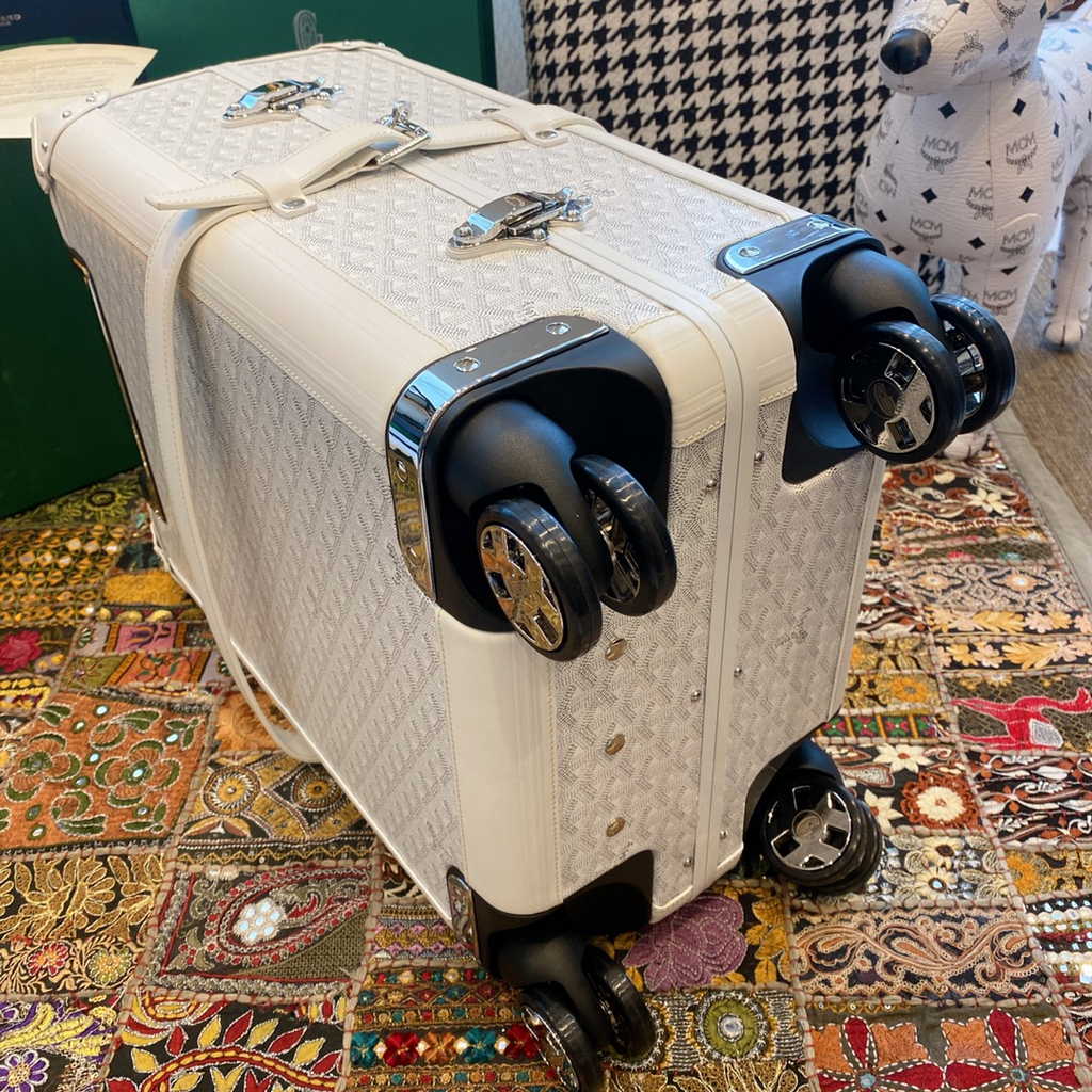 Goyard Travel Luggage 20 inchd White Leather