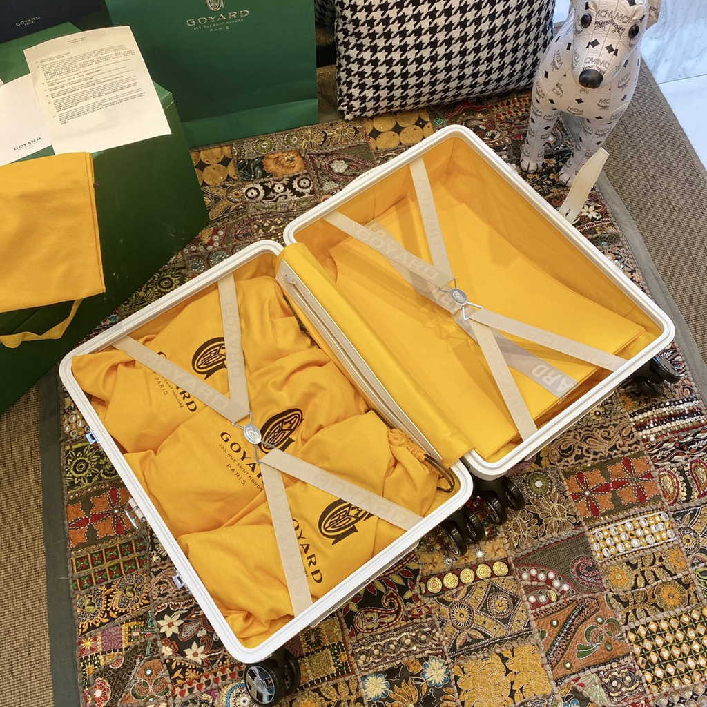 Goyard Travel Luggage 20 inchd White Leather