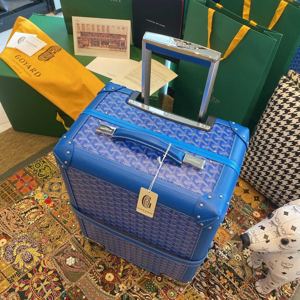 Goyard Travel Luggage 20 inchd Blue Leather
