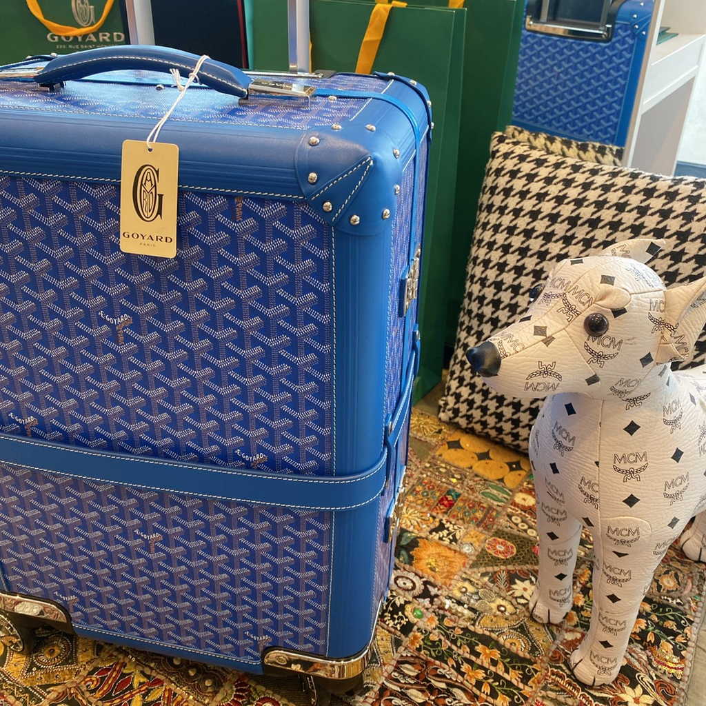 Goyard Travel Luggage 20 inchd Blue Leather