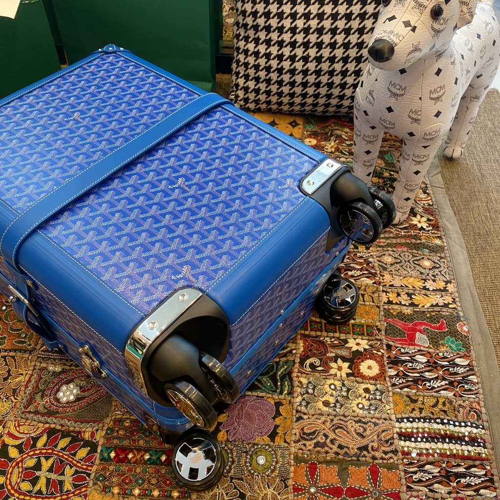Goyard Travel Luggage 20 inchd Blue Leather
