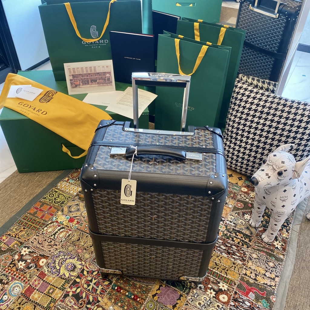 Goyard Travel Luggage 20 inchd Black Leather