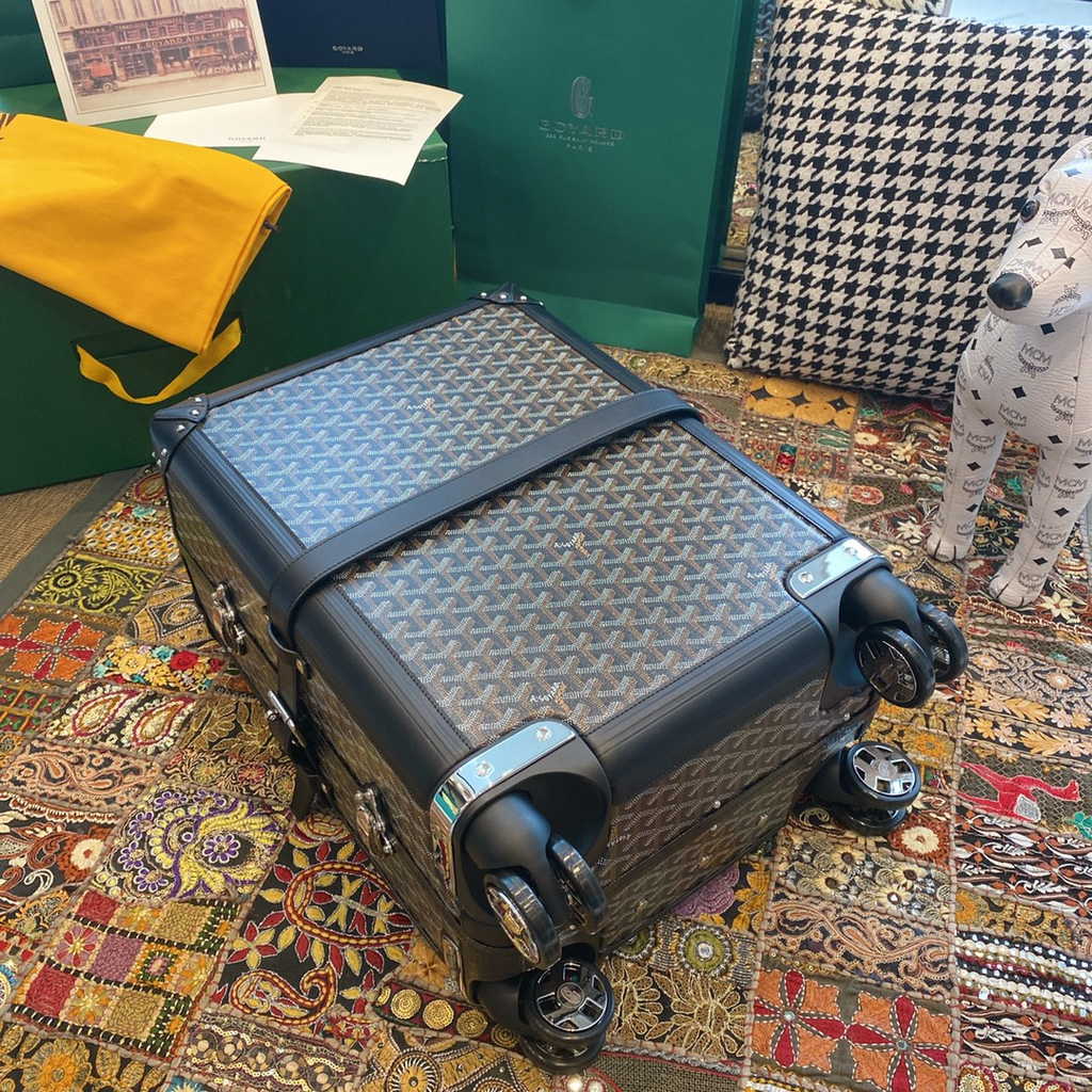Goyard Travel Luggage 20 inchd Black Leather