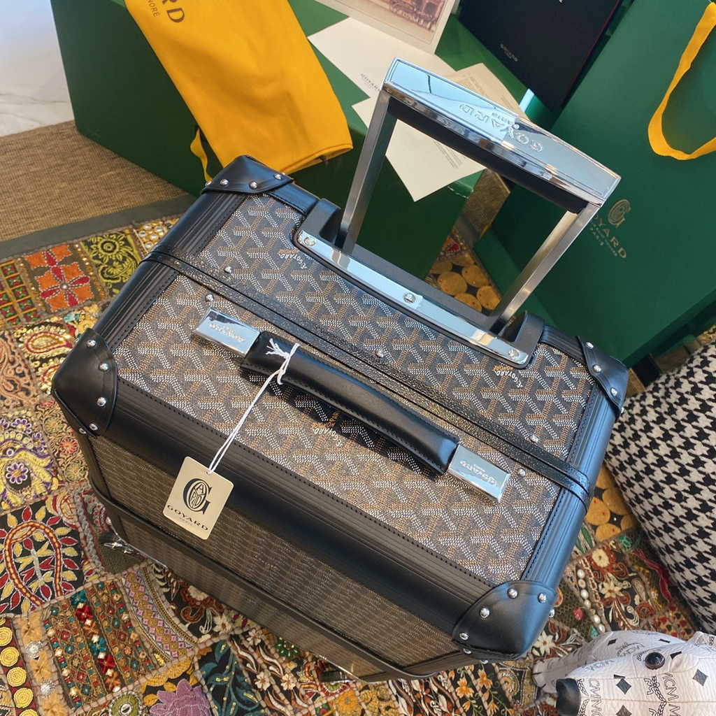Goyard Travel Luggage 20 inchd Black Leather