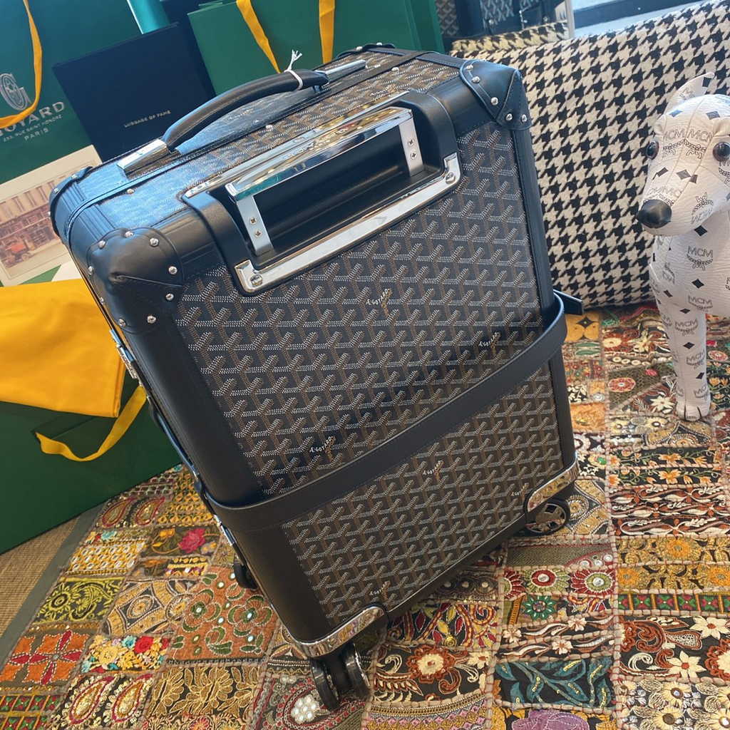 Goyard Travel Luggage 20 inchd Black Leather