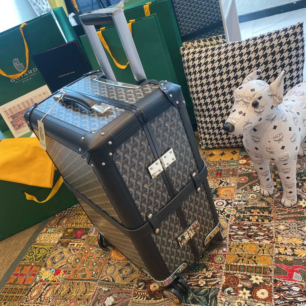 Goyard Travel Luggage 20 inchd Black Leather