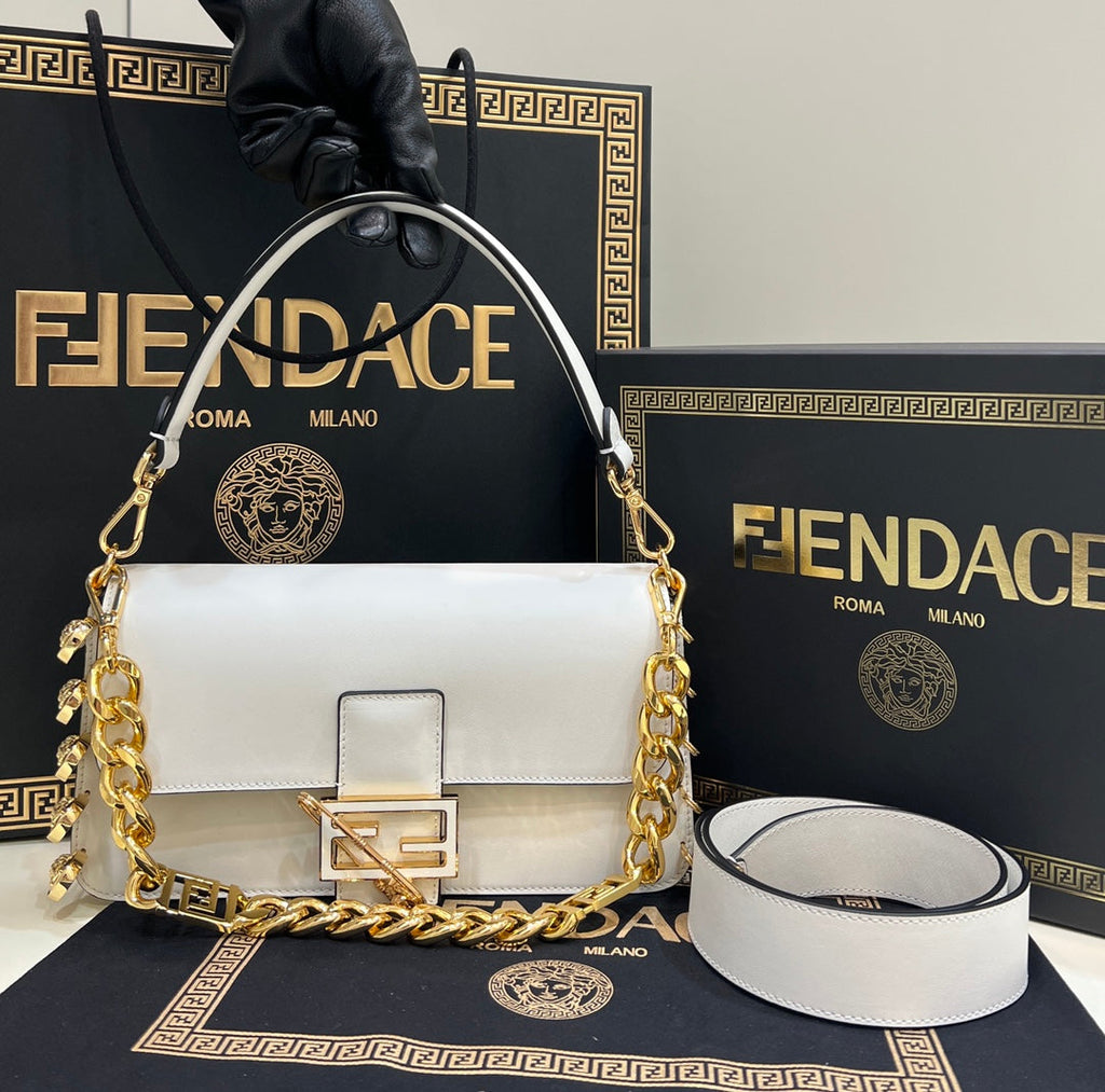Fendi x Versace Fendace Brooch Baguette NM Bag 8BS068 White - Default Title - View 1