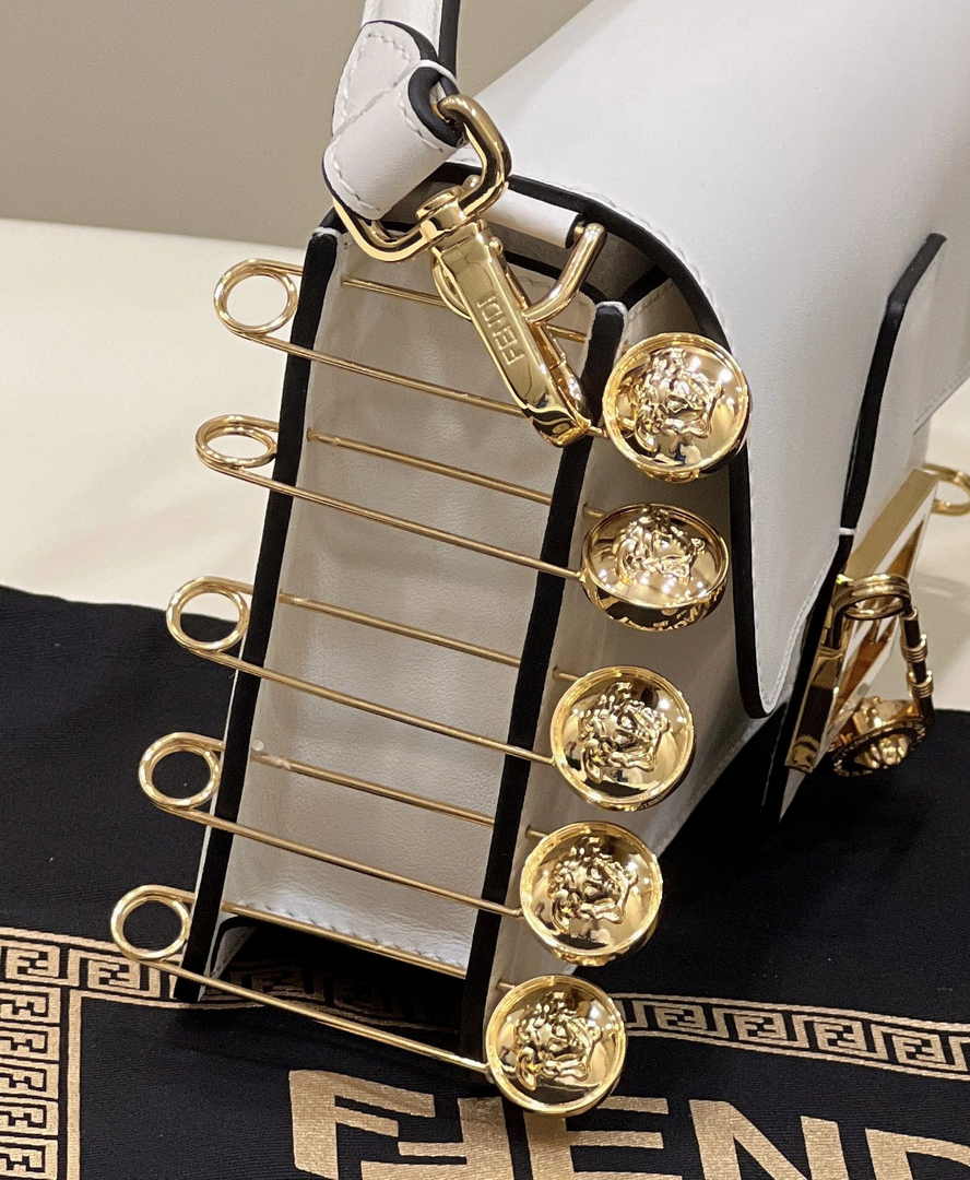 Fendi x Versace Fendace Brooch Baguette NM Bag 8BS068 White - Default Title - View 6