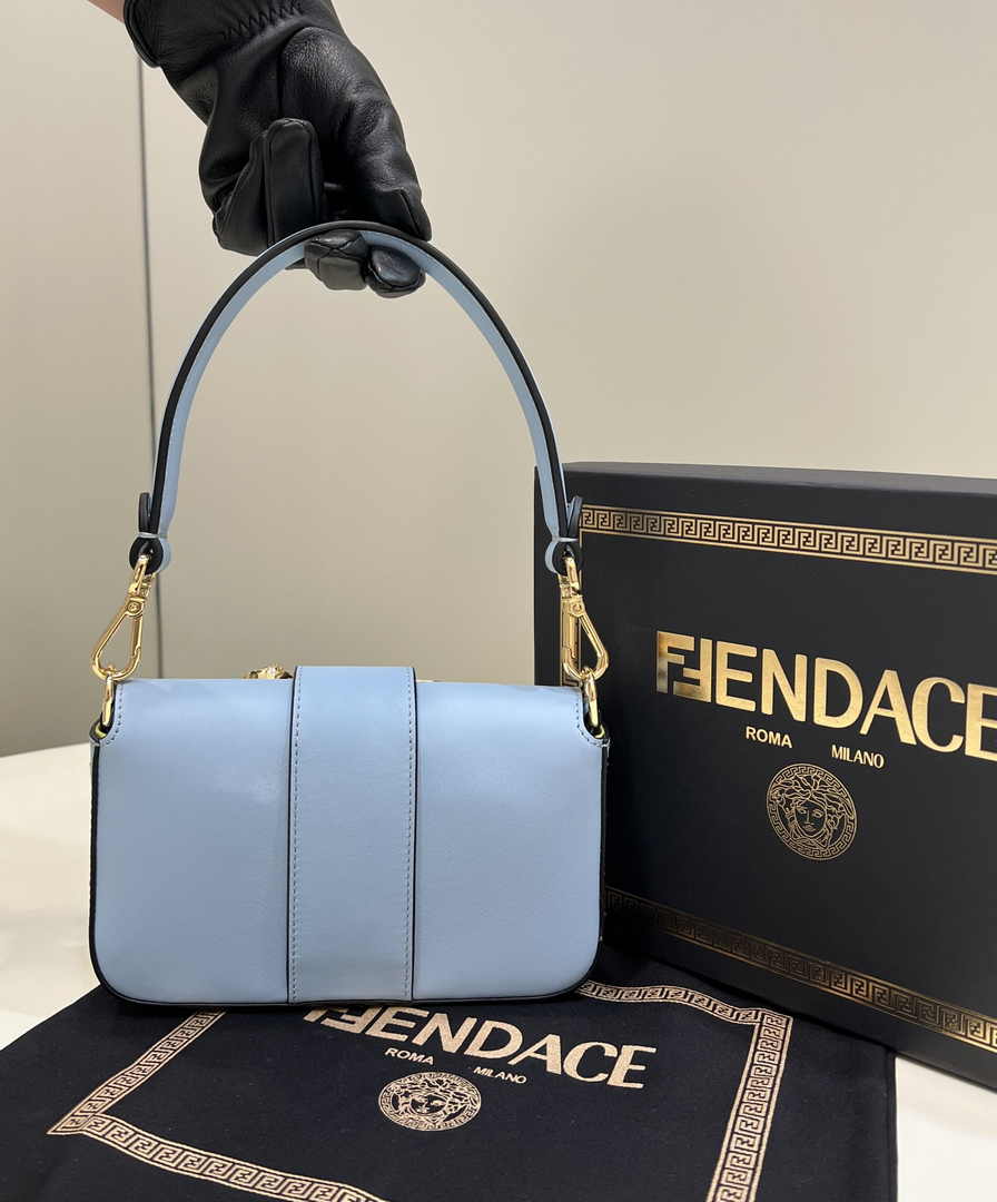 Fendi x Versace Fendace Brooch Baguette NM Bag 8BS066 Blue - Default Title - View 2