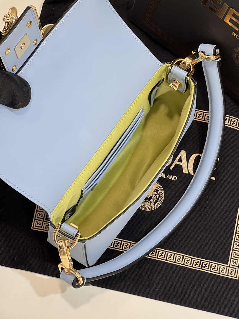 Fendi x Versace Fendace Brooch Baguette NM Bag 8BS066 Blue - Default Title - View 8