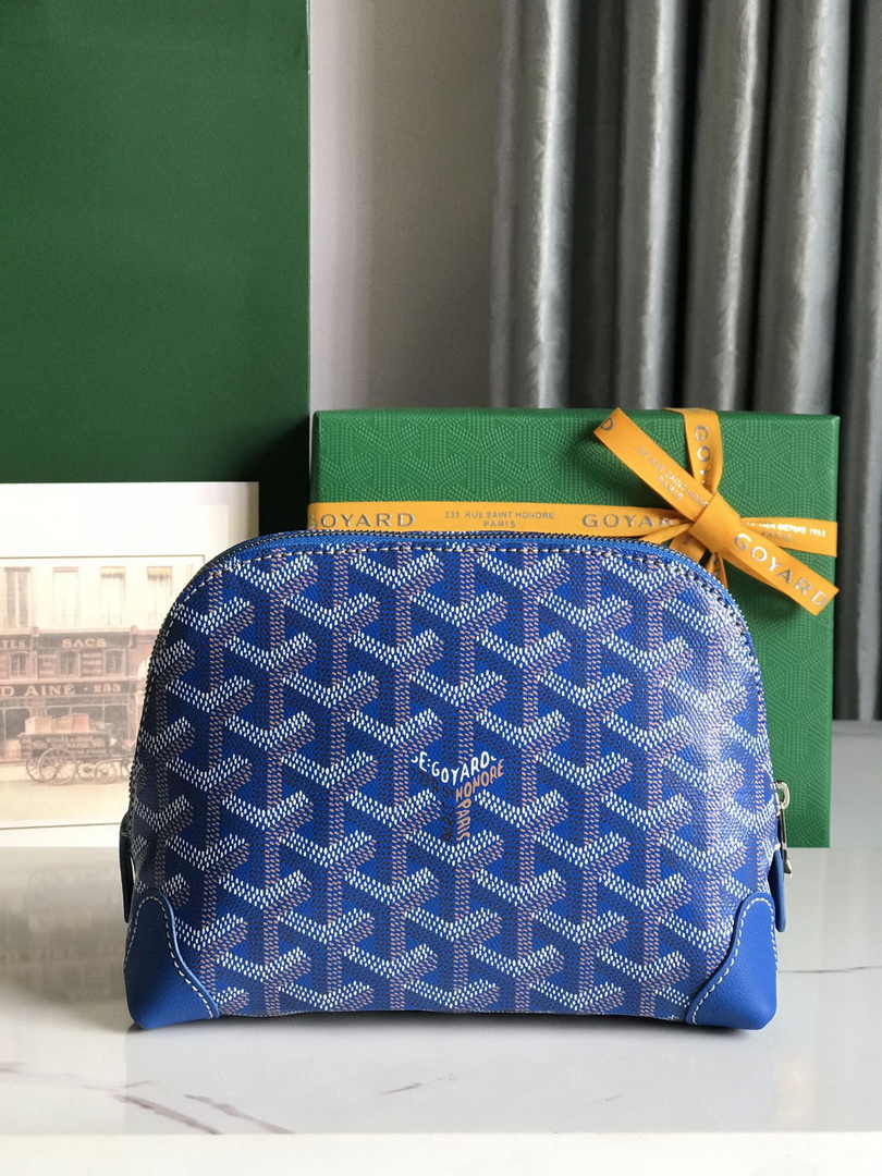 Goyard Vendôme Cosmetic Pouch Goyardine Canvas Blue