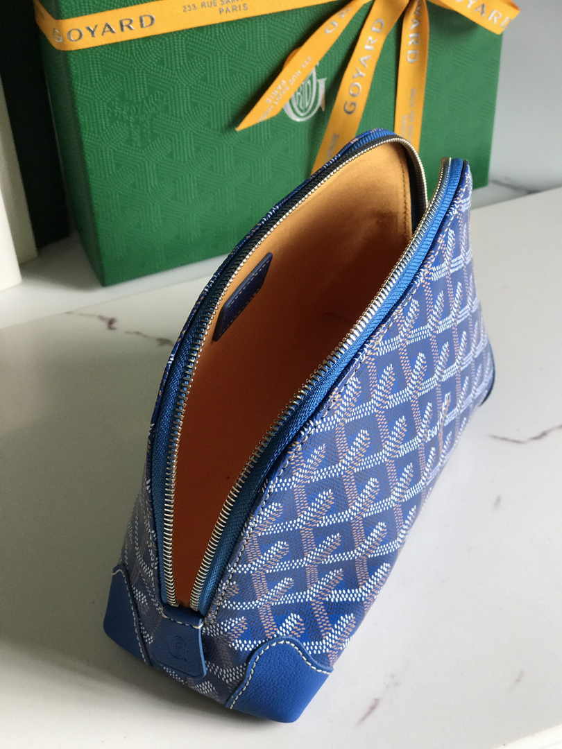 Goyard Vendôme Cosmetic Pouch Goyardine Canvas Blue