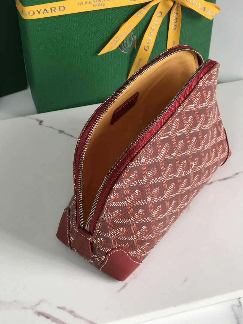 Goyard Vendôme Cosmetic Pouch Goyardine Canvas Red
