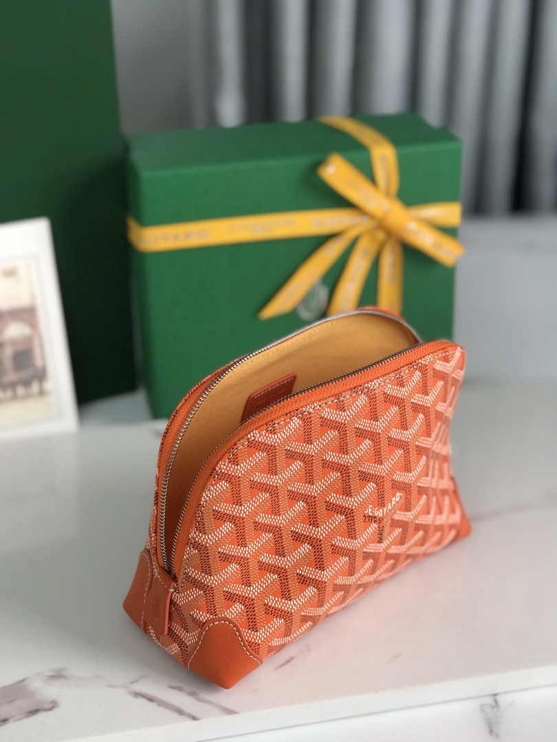 Goyard Vendôme Cosmetic Pouch Goyardine Canvas Orange