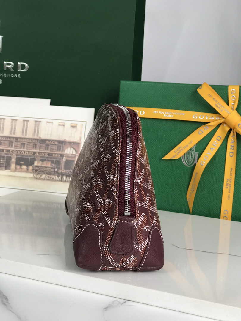 Goyard Vendôme Cosmetic Pouch Goyardine Canvas Wine Red