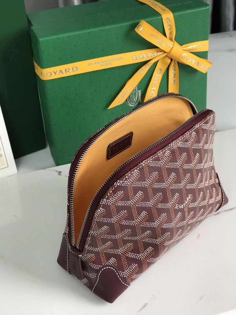 Goyard Vendôme Cosmetic Pouch Goyardine Canvas Wine Red