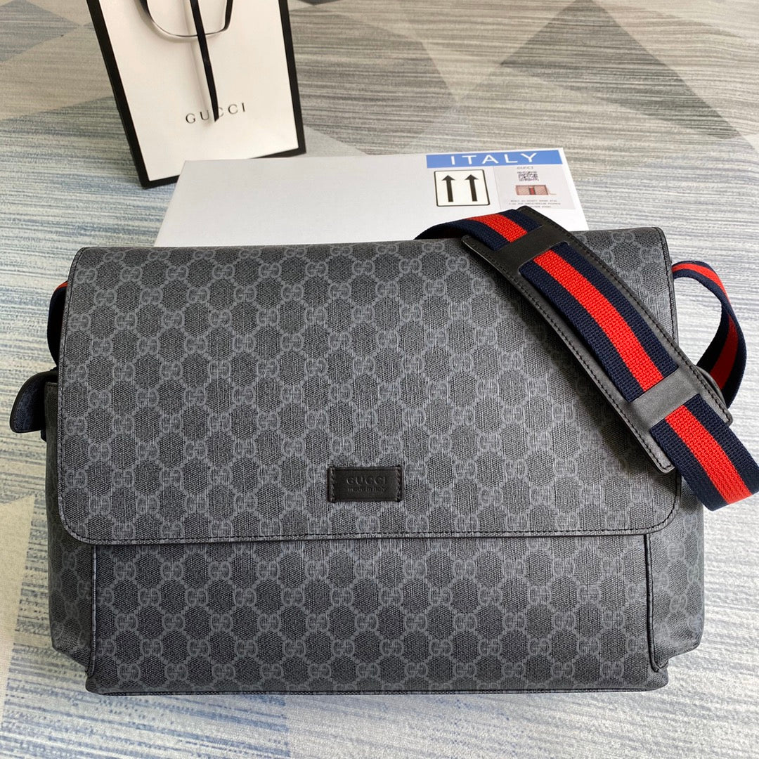 Gucci 211131 GG plus diaper bag Black leather