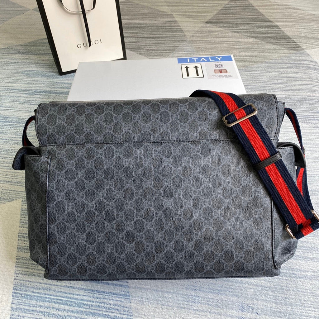 Gucci 211131 GG plus diaper bag Black leather