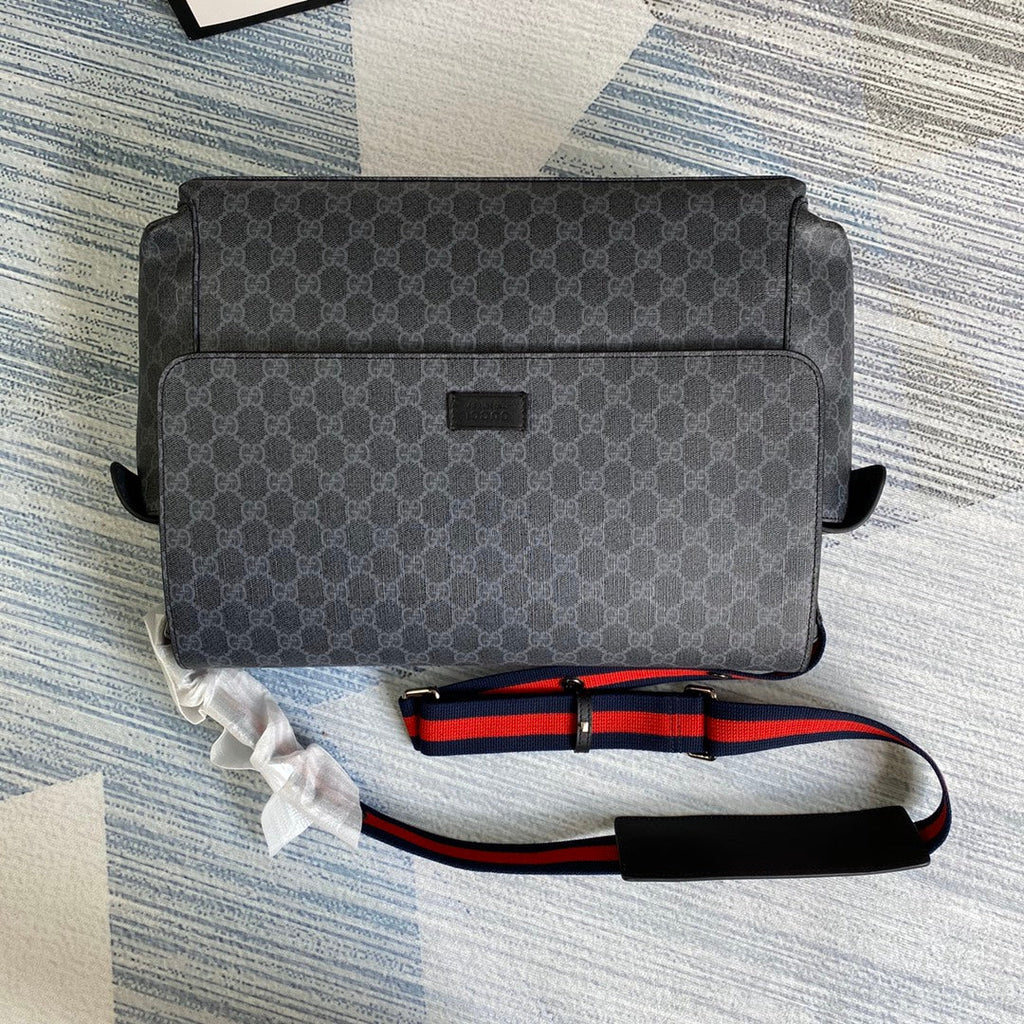 Gucci 211131 GG plus diaper bag Black leather