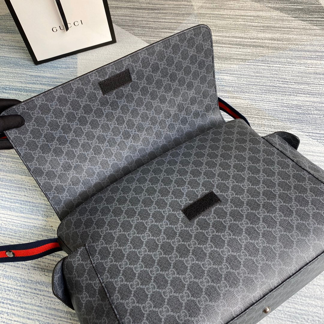Gucci 211131 GG plus diaper bag Black leather