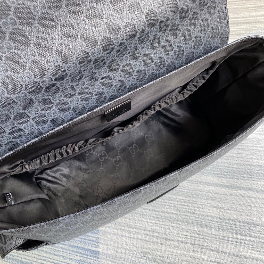 Gucci 211131 GG plus diaper bag Black leather