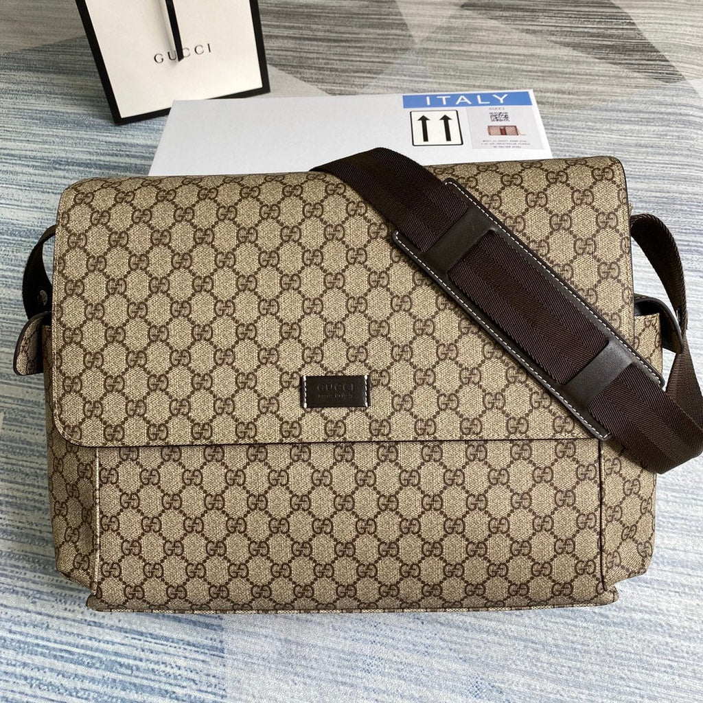 Gucci 211131 GG plus diaper bag brown leather
