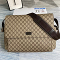 Gucci 211131 GG plus diaper bag brown leather