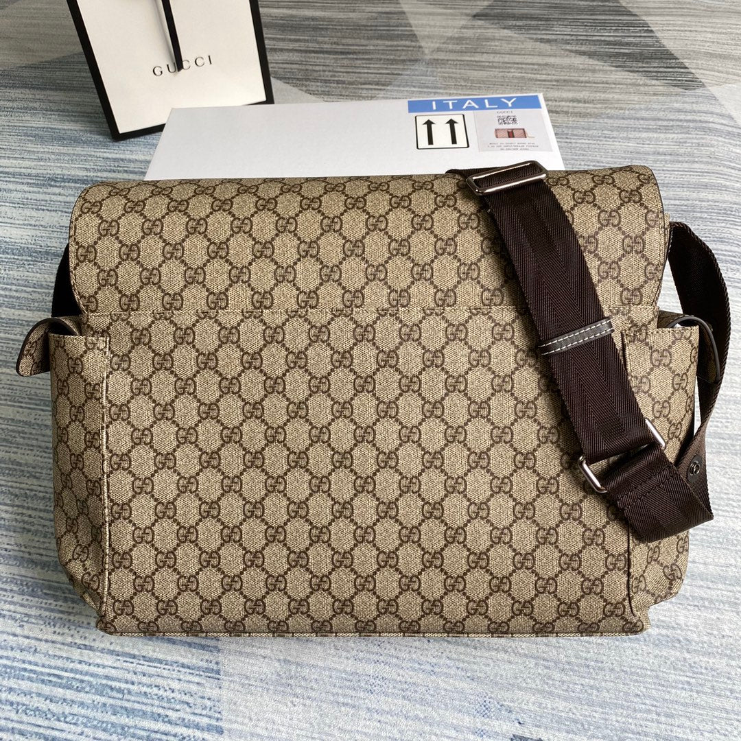 Gucci 211131 GG plus diaper bag brown leather