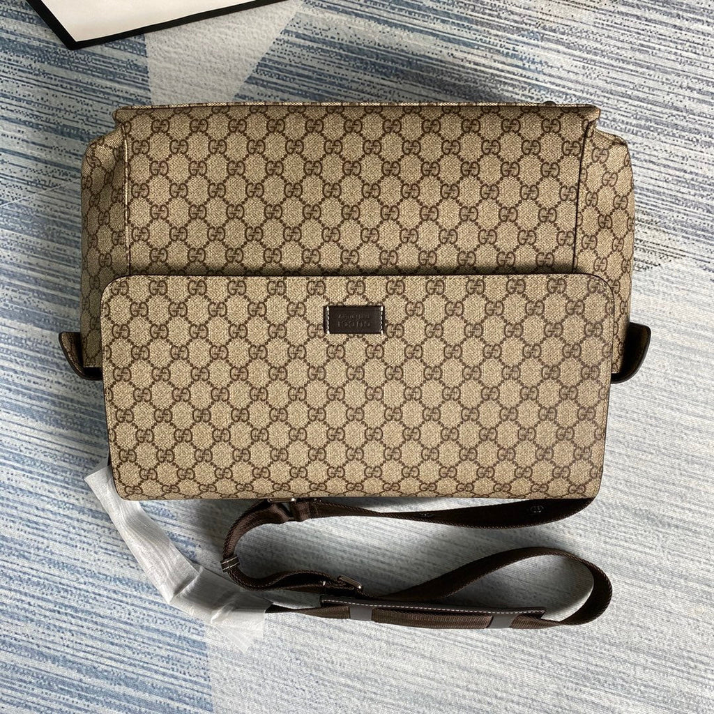 Gucci 211131 GG plus diaper bag brown leather