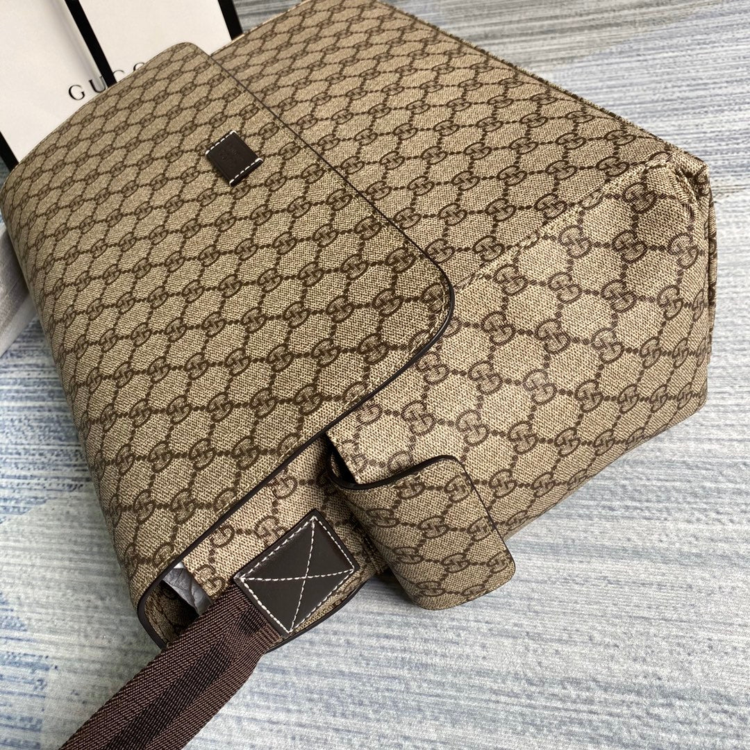 Gucci 211131 GG plus diaper bag brown leather