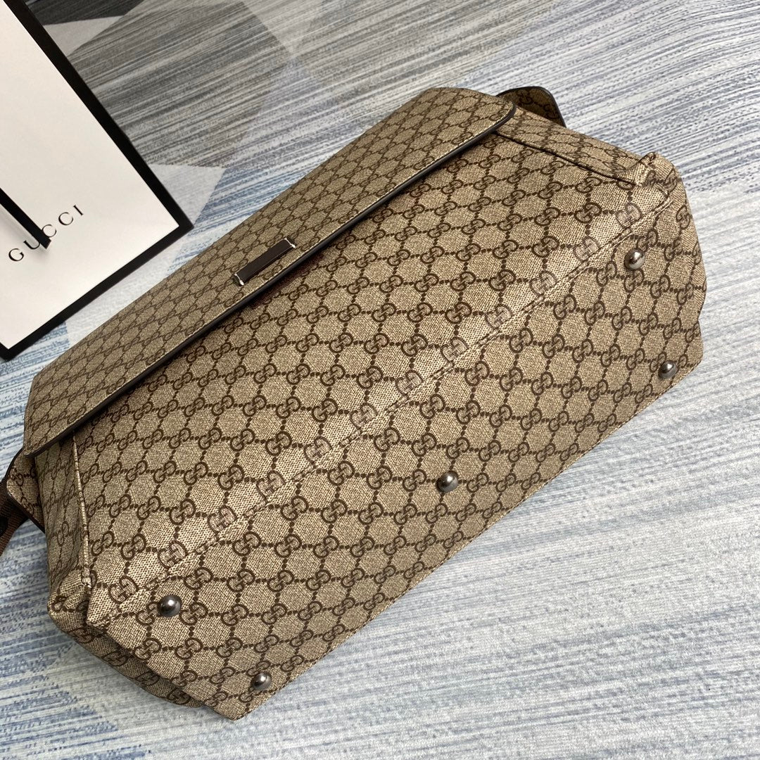 Gucci 211131 GG plus diaper bag brown leather