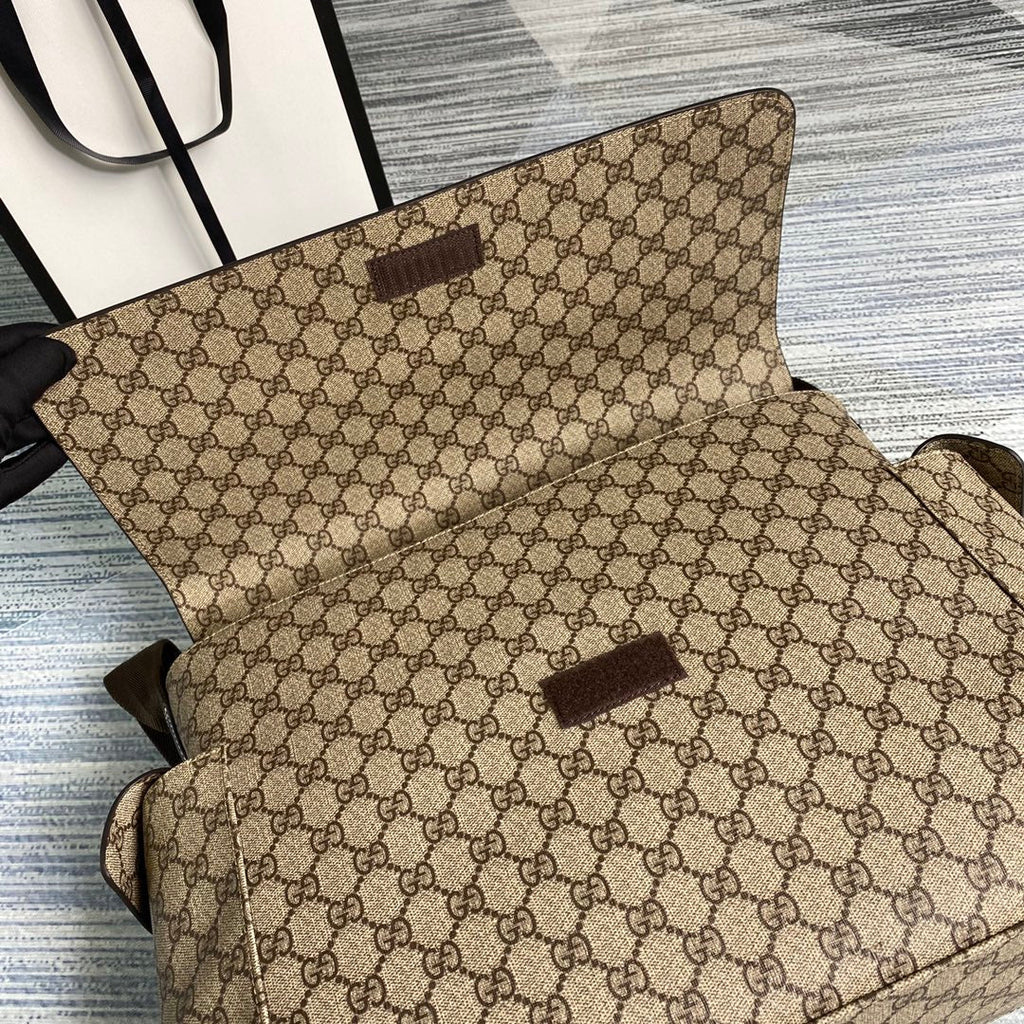 Gucci 211131 GG plus diaper bag brown leather