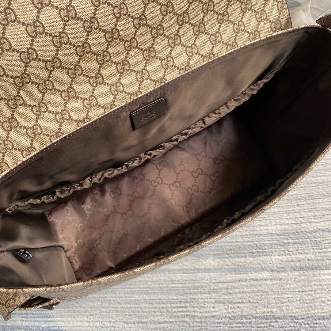 Gucci 211131 GG plus diaper bag brown leather