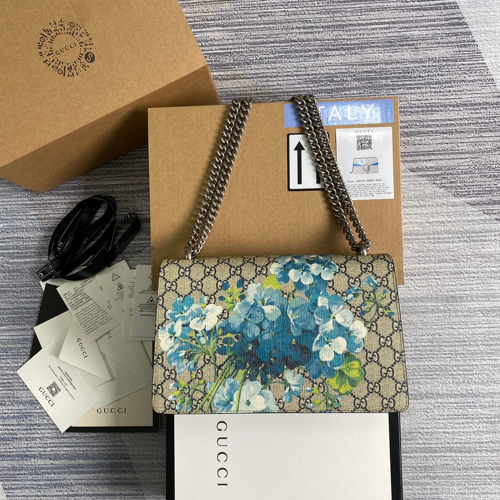 Gucci 400249 Dionysus small GG shoulder bag flower blue