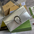 Gucci 400249 Dionysus small shoulder bag leather silver