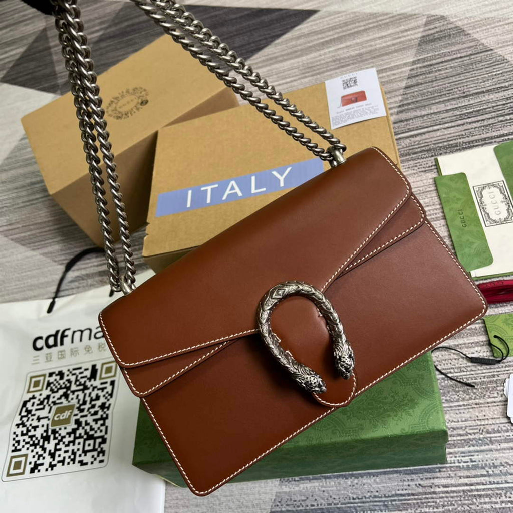 Gucci 400249 Dionysus small shoulder bag leather brown