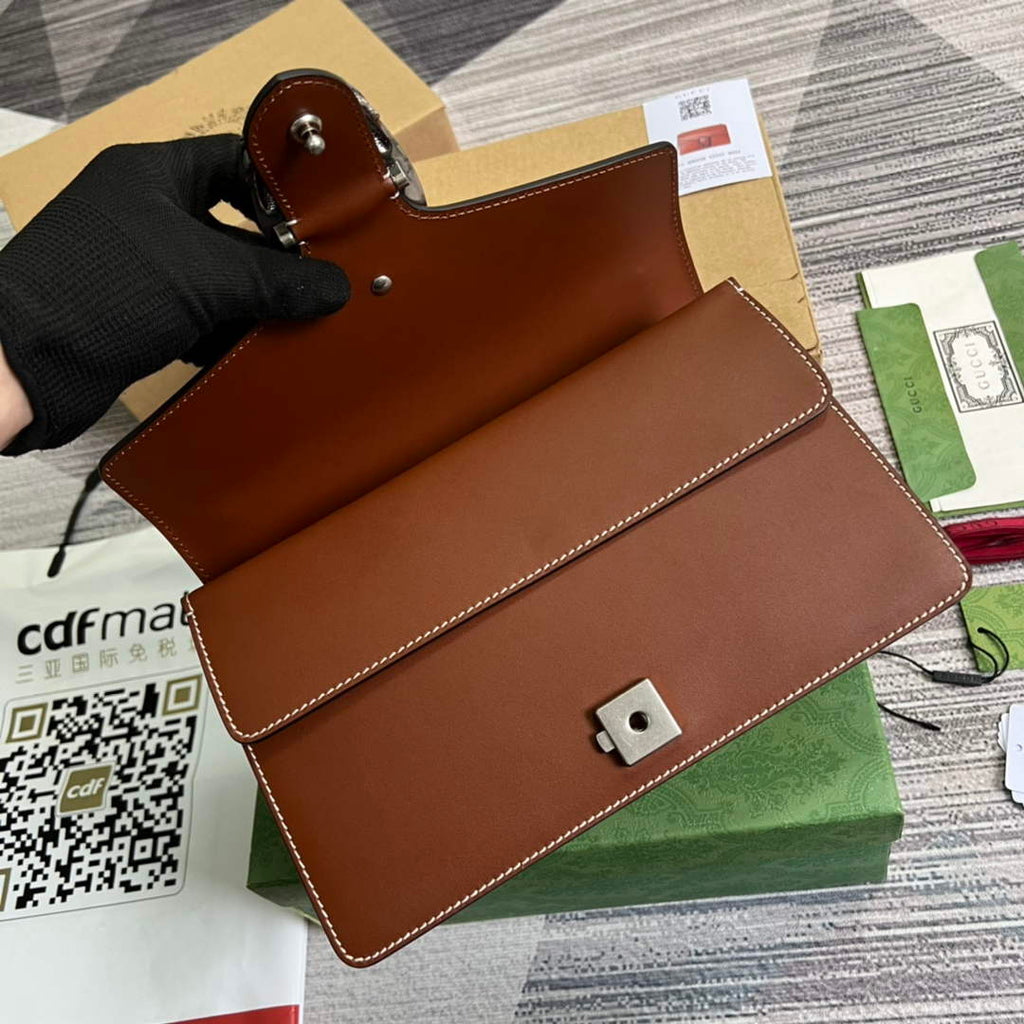 Gucci 400249 Dionysus small shoulder bag leather brown