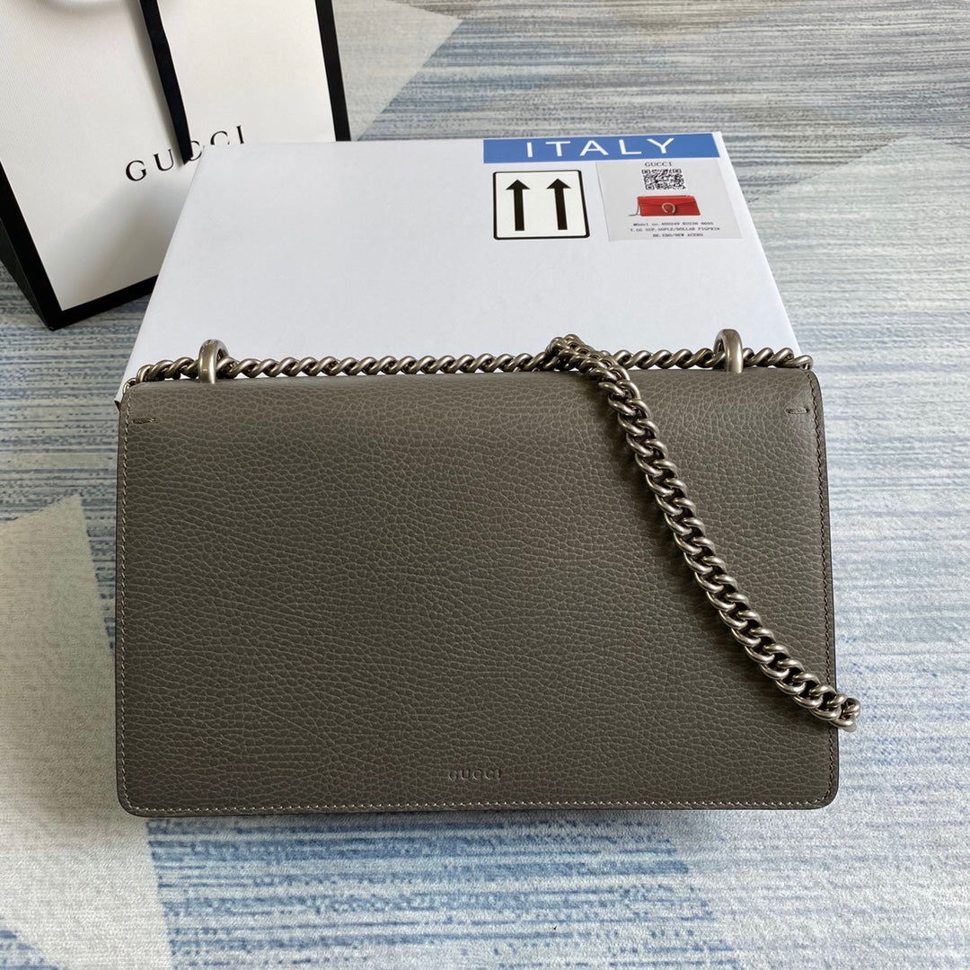 Gucci 400249 Dionysus small shoulder bag leather gray