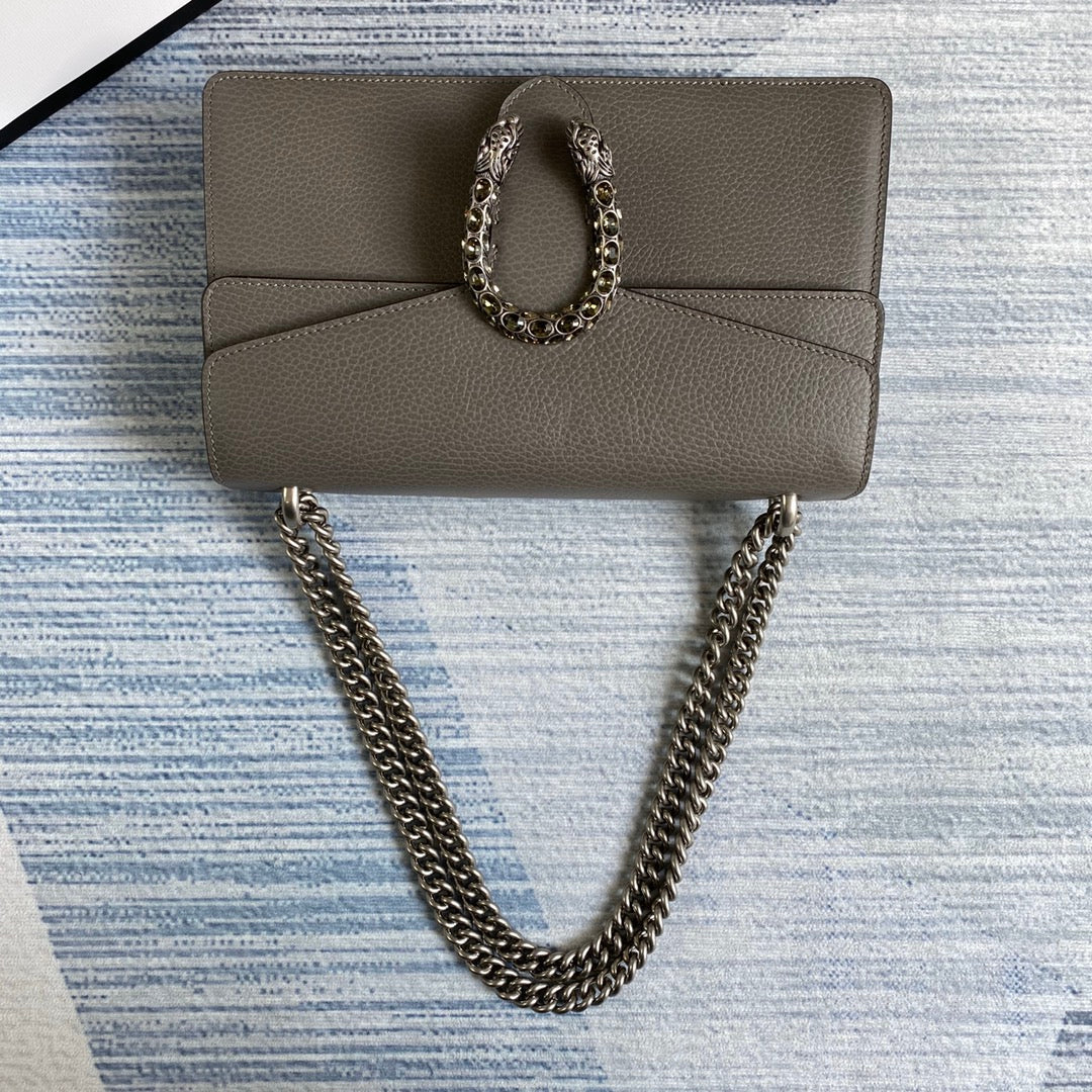 Gucci 400249 Dionysus small shoulder bag leather gray