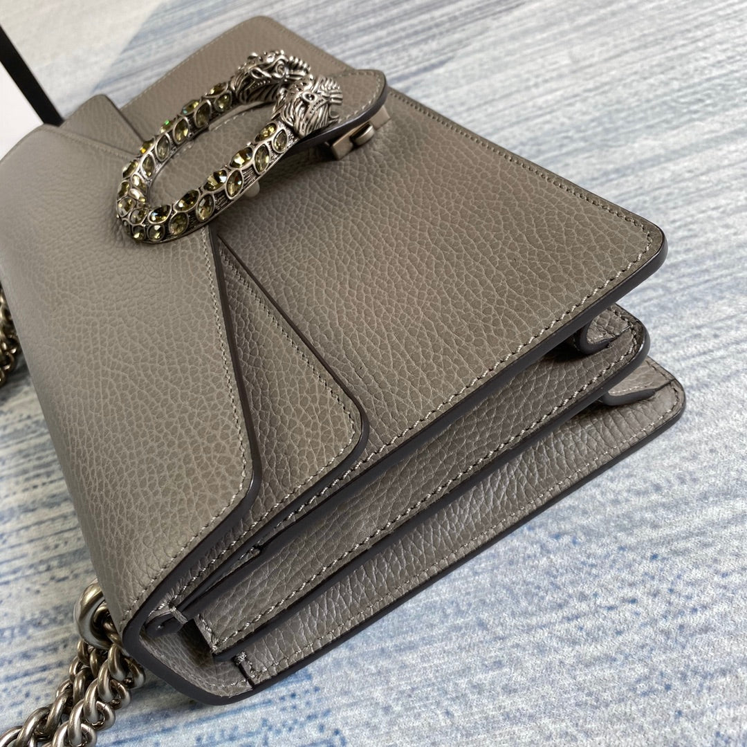 Gucci 400249 Dionysus small shoulder bag leather gray