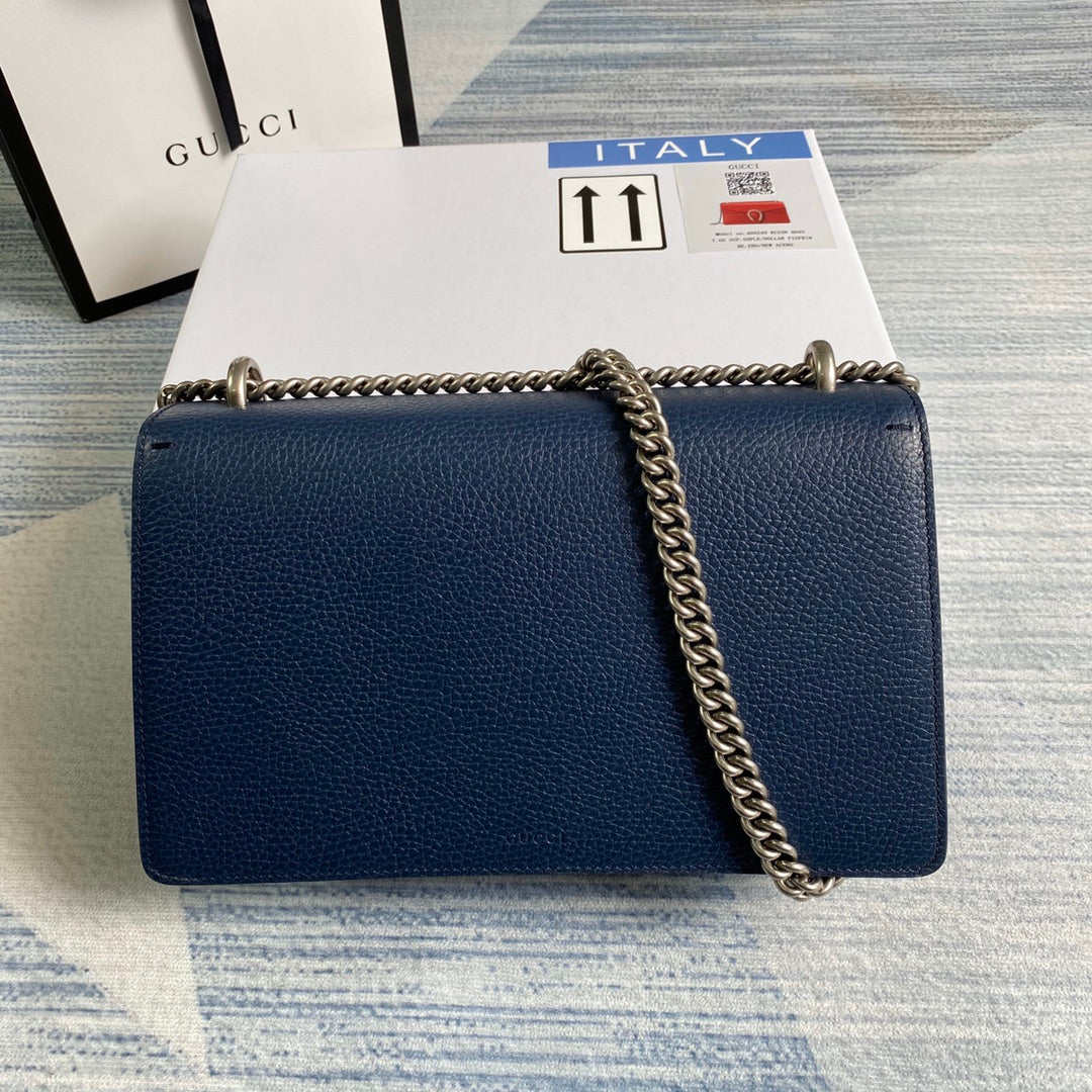 Gucci 400249 Dionysus small shoulder bag leather navy blue