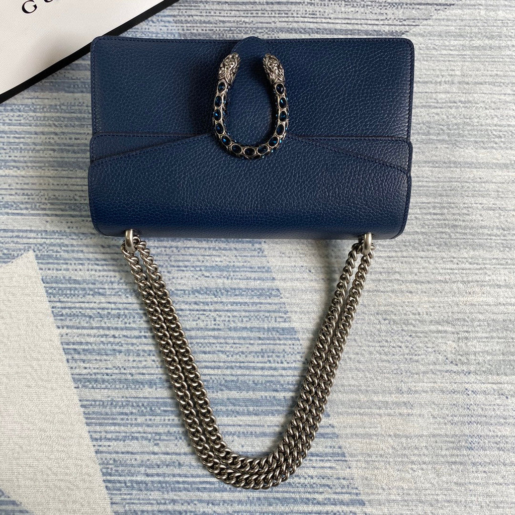 Gucci 400249 Dionysus small shoulder bag leather navy blue